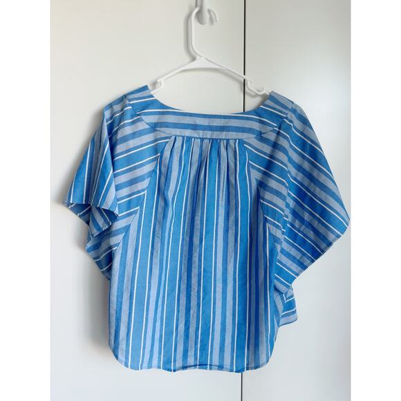 Tommy Hilfiger Women's Blouse Size XS Bohoemian Beachy Blue Striped Flowy - Picture 8 of 9